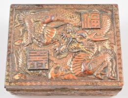 Sárkányos fém doboz, 8,5×6,5×3,5 cm