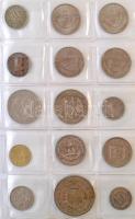 150db-os külföldi fémpénz tétel, néhány magyar érmével kisalakú berakóban, az albumban több ezüsttel...