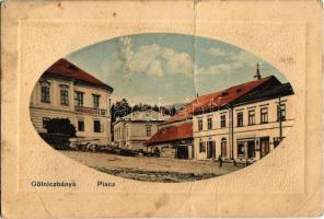 1913 Gölnicbánya, Bergstadt Gölnitz, Gelnica; Piac, Electro Mozgókép-színház (mozi), üzletek. Kiadja B. Friedmann / market, cinema, shops (fa)