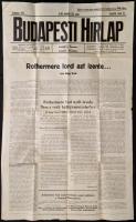 1927 a Budapesti Hírlap hirdetménye az aktuális számról, érdekes hírekkel, hajtott, 94×126