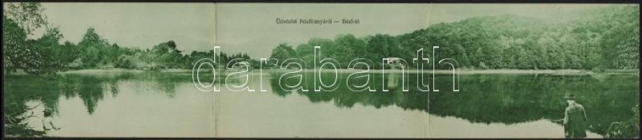 Felsőbánya, Baia Sprie; Bódi-tó. Három részes panorámalap. Vagányi felvétele és saját kiadása / Lacul Bodi / lake. 3-tiled panoramacard