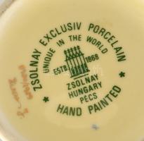 Zsolnay virág mintás váza, kézzel festett, jelzett, apró kopásnyomokkal, m: 27 cm