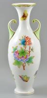 Herendi Viktória mintás füles váza, kézzel festett, jelzett, apró kopásnyomokkal, m:33,5 cm