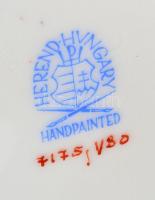 Herendi Viktória mintás füles váza, kézzel festett, jelzett, apró kopásnyomokkal, m:33,5 cm