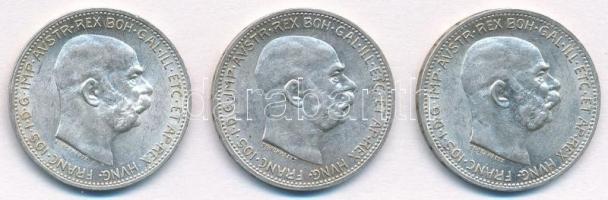 Ausztria 1913-1915. 1K Ag (3xklf) T:1-,2
Austria 1913-1915. 1 Corona Ag (3xdiff) C:AU,XF