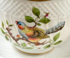 Hollóházi mogyoró virág mintás teáscsésze és alj ( 2db), matricás, jelzett, apró kopásnyomokkal