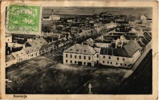 1919 Somorja, Csallóköz-Somorja, Samorín; Fő tér, háttérben a gőzmalom és gőzfürdő / main square, steam spa and mill in the background. TCV card (fa)