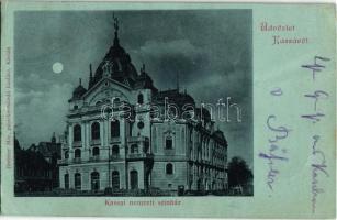 1899 Kassa, Kosice; Nemzeti színház este. Breitner Mór kiadása / theatre at night (EK)