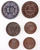 Vegyes 5db-os osztrák, spanyol és costa ricai minipénz tétel + Svájc 1979. "AG SIGG FRAUENFELD ...