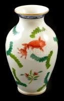 Herendi Poisson váza, kézzel festett, jelzett, kopásnyomokkal, m:14,5 cm