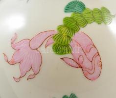 Herendi Poisson váza, kézzel festett, jelzett, kopásnyomokkal,  m:14,5 cm