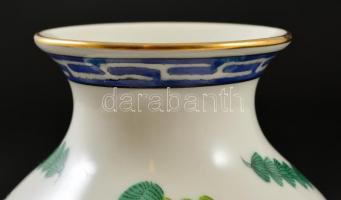 Herendi Poisson váza, kézzel festett, jelzett, kopásnyomokkal,  m:14,5 cm