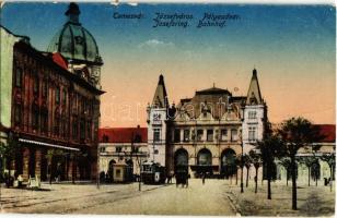 Temesvár, Timisoara; Józsefváros, vasútállomás, villamos / Iosefin, railway station, tram (EK)