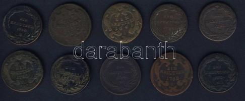 Ausztria/magyar verdejel 1760-1790. 1Kr klf típusokban (7x) + Ausztria 1760-1790. 1Kr (3x) T:3,3/4+