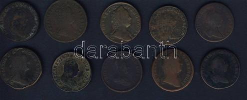Ausztria/magyar verdejel 1760-1790. 1Kr klf típusokban (7x) + Ausztria 1760-1790. 1Kr (3x) T:3,3/4+