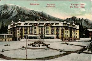1910 Tátrafüred, Ótátrafüred, Altschmecks, Stary Smokovec; Nagyszálló télen. Divald Károly 1450a. / Grand Hotel in winter (EK)