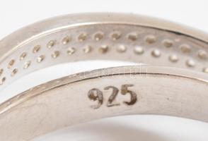 Ezüst(Ag) Pandora dupla gyűrű apró kövekkel, jelzett, méret: 58, bruttó: 4,5 g