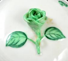 Herendi virág mintás mokkás készlet, kézzel festett, jelzett (tanuló), nagyon apró lepattanás a cuko...