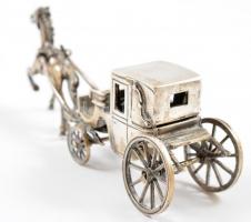 Ezüst(Ag) miniatűr lovashintó, jelzés nélkül, h: 9,5 cm, nettó: 47,7 g