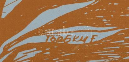 Töreky Ferenc (1922-2006): Fürdő akt. Színes litográfia, papír, jelzett a litón, keretben, 47×33 cm