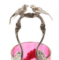 Ezüst(Ag) fűszertartó, sérült üvegbetéttel, jelzett, nettó: 25,8 g