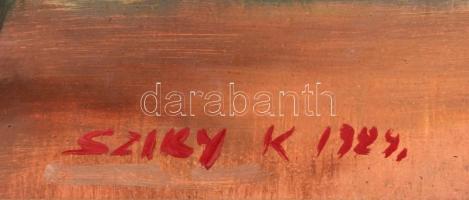 Sziky Károly (?-): Csokor. Olaj, farost, jelzett, keretben, 39×37 cm