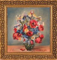 Sziky Károly (?-): Csokor. Olaj, farost, jelzett, keretben, 39×37 cm