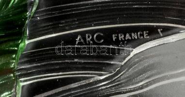 Kála mintás üveg tál, hibátlan, d: 25,5 cm