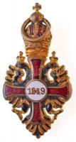 ~1916. Ferenc József-rend lovagkeresztjének aranyozott és zománcozott miniatűrje (15x28mm) T:2,2- előlapról hiányzik a lánc