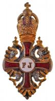 ~1916. Ferenc József-rend lovagkeresztjének aranyozott és zománcozott miniatűrje (15x28mm) T:2,2- el...