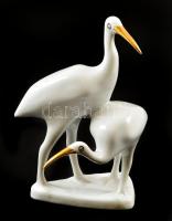Hollóházi porcelán madárpár, kézzel festett, jelzett, hibátlan, m: 12 cm