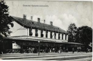 Garamberzence, Hronská Breznica; vasútállomás, vasutasok / Bahnhof / railway station, railwaymen (EB)