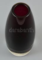 Riihimaen Lasi Oy Finland jelzésű fújt váza, oladalán karcolásokkal, m: 16 cm