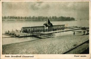 Budapest III. Budai strandfürdő (Dunastrand), Dunai uszoda a Margit-szigettel szemben (Rb)