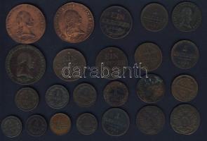 Ausztria kis tétel 1781-1885. 5/10Kr (3x) + 1/4Kr (1x) + 1/2Kr (2x) + 1Kr (14x) 4klf típusban + 6Kr (x) összesen 23db T:3,4