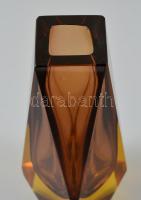 Muranói "Sommerso" váza, formába préselt, jelzés nélkül, alján karcolásokkal, m: 16,5 cm