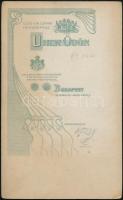 cca 1900 Házaspár műtermi portréja, keményhátú fotó Uher Ödön budapesti műterméből, 21×13 cm