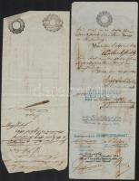 1854 Válró 15kr szignettával + 1845 olasz váltó két szignettával