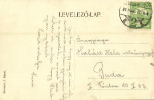 1910 Budapest XII. Svábhegy, Nagy szálloda, fogaskerekű vasút végállomása vonattal, villák