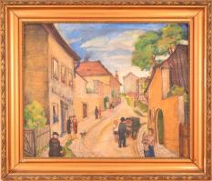 Kliené Róna Klára (1901-1987): Ív ucca 1927 (Tabán). Olaj, vászon (lyukas), jelzett, sérült keretben...