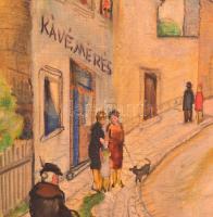 Kliené Róna Klára (1901-1987): Ív ucca 1927 (Tabán). Olaj, vászon (lyukas), jelzett, sérült keretben...