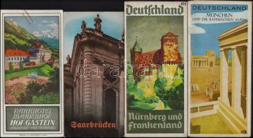 cca 1930-1940 Osztrák és német utazási prospektusok (Asuztria, Műnchen, Nürnberg, stb.), 8 db