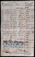 1868 Teljes 16 oldalas kimutatás 4x 5Fl illetékbélyeggel