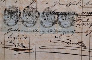 1868 Teljes 16 oldalas kimutatás 4x 5Fl illetékbélyeggel