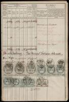 1862 Teljes protocoll, 60 oldalas okmány 3x20FL + 4x10Fl + 1Fl +  22x30kr + 20x6kr 2x5kr illetékbélyegekkel