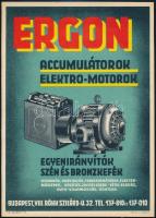 cca 1930 Bp. VIII., Ergon accumulátorok, elektromotorok kisplakát, 24×17 cm