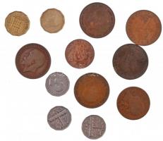 12db-os vegyes brit és kanadai fémpénz tétel, közte 1900. 1p Br Viktória T:2,2-,3 12pcs of various British and Canadian metal coins, including 1900. 1 Penny Br Victoria C:XF,VF,F