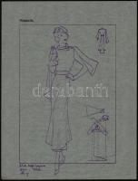 Jelzés nélkül: Divatrajzok, 10 db. Vegyes technika, papír, 32×23 cm