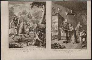 William Hogarth (1694-1764): 3 rézmetszet. Don Quixote kalandjai. Jelzettek a dúcon 19x23 cm /
Will...