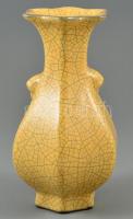 Jelzett kínai Seladon váza, mázas kerámia, hibátlan, m: 23 cm
